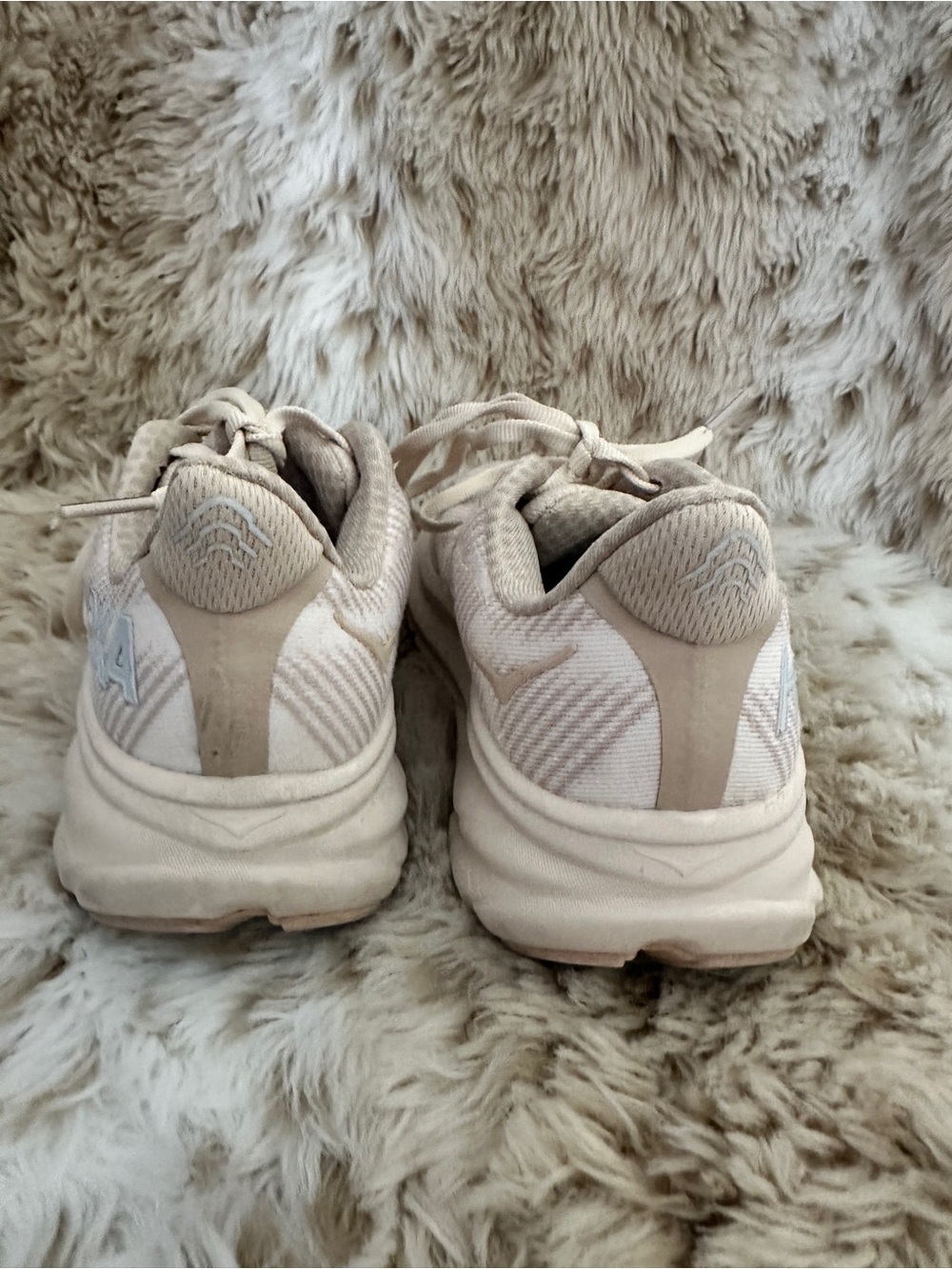 Hoka One One Women's Pale Pink and Light Blue Running Sneakers - Picture 3 of 7